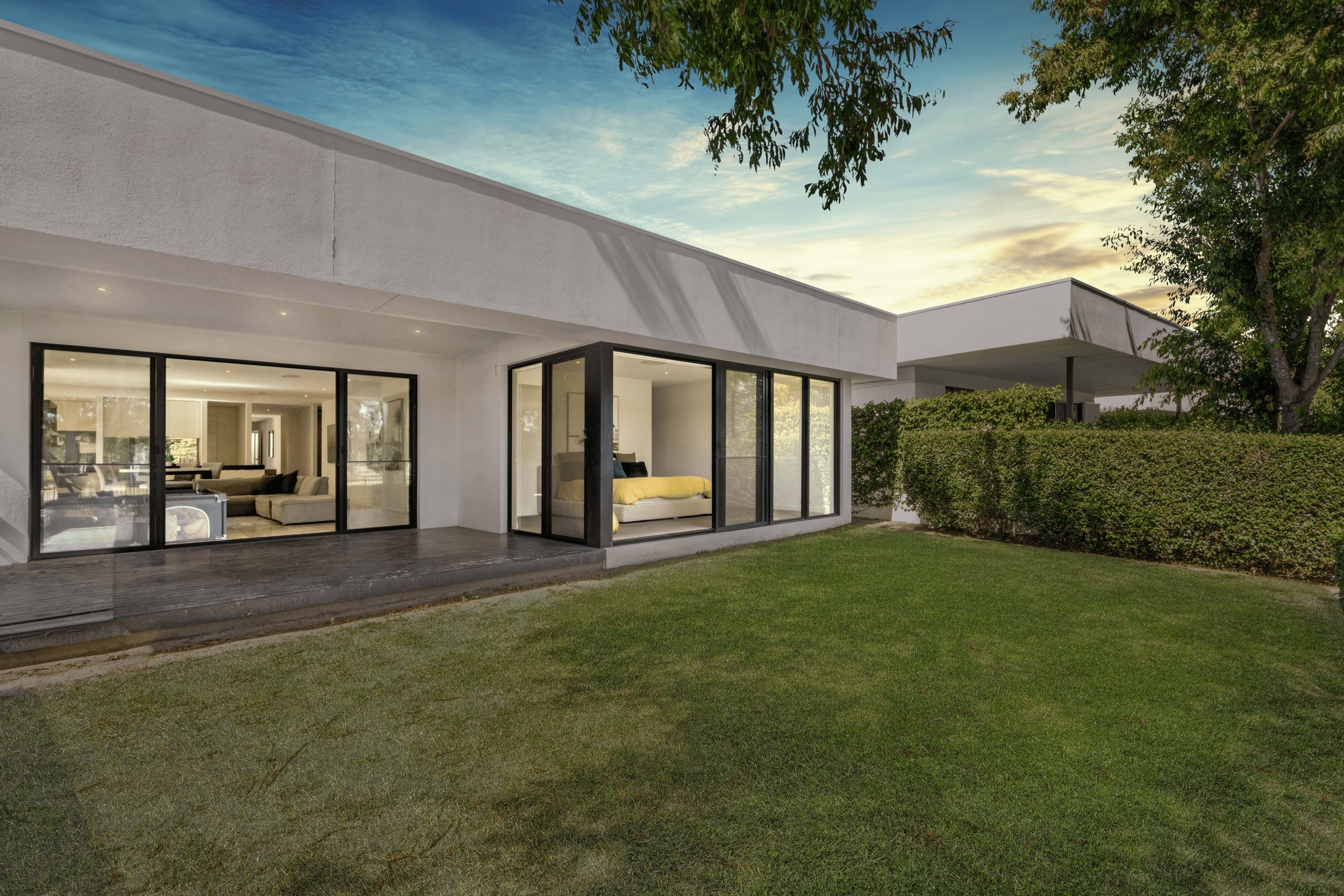 Rear facade and covered outdoor area