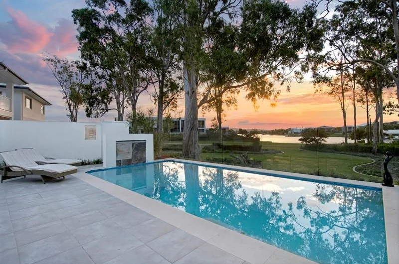 Waterfront pool and outdoor living at 98 Lake Serenity Blvd, Helensvale